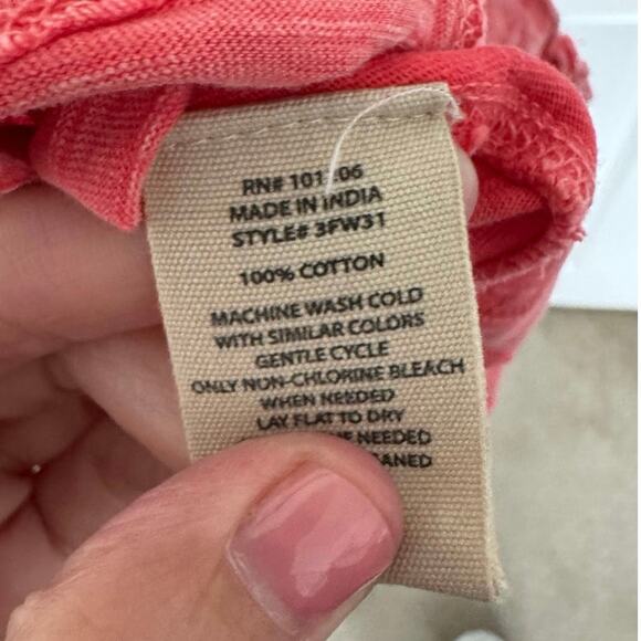 Soft Surroundings Double Pocket Cotton Sleeveless Top Red Pink Medium Petite - Picture 3 of 4